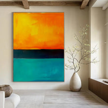 Load image into Gallery viewer, Orange - Teal Horizon Abstract Canvas Painting, Great for Coastal Bedroom & Inspirational Office LargeART1187