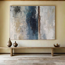 Load image into Gallery viewer, Neutral - Toned Abstract Painting with Blue and Gray for Minimalist Office & Calm Reading Nook DKH293