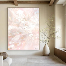Load image into Gallery viewer, “Blush Blossom Cloud” - Pastel Pink and White Floral Abstraction, Abstract Painting on Canvas DKH1088