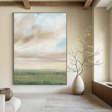 Load image into Gallery viewer, Green & Brown Abstract Field Art, Perfect for Rustic Bedroom & Calm Office LargeART2117