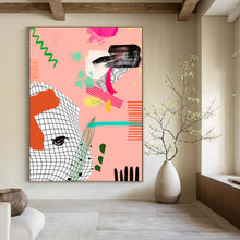 Load image into Gallery viewer, Playful Pink Abstract Mosaic, Ideal for Girly Teen Bedroom & Quirky Boutique LargeART2006