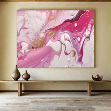 Load image into Gallery viewer, Pink Marble Dream Hand-Painted Abstract Acrylic Art for Girl’s Room Decor LargeART1617