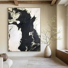 Load image into Gallery viewer, “Black - White Textured Contrast” Abstract Painting on Canvas, Industrial Living Room Decor DKH1047
