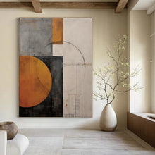 Load image into Gallery viewer, Geometric Shapes in Earth Tones Abstract Canvas Painting, Suited for Minimalist Home Office & Art - Lovers’ Hallway LargeART1206