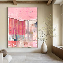 Load image into Gallery viewer, Pink & Red Textured Abstract Painting, Perfect for Bohemian Bedroom & Feminine Boutique LargeART1844