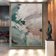 Load image into Gallery viewer, Turquoise and White Abstract Acrylic Art - Ideal for Beach - themed Home Office & Coastal Living Room LargeART0554