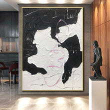 Load image into Gallery viewer, Custom Large Black, White, and Pink Textured Art - Great for Edgy Bedroom & Avant - Garde Café LargeART0773