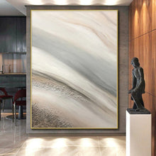 Load image into Gallery viewer, Beige, Gray, and Silver Swirls Acrylic Art - Ideal for Luxe Bedroom & Sophisticated Lounge LargeART0652