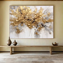 Load image into Gallery viewer, Gold Splash Textured Abstract Painting on Canvas - “Golden Burst” DKH678