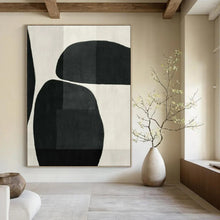 Load image into Gallery viewer, Black & White Rounded Abstract Painting, Perfect for Modern Living Room & Art - Themed Library LargeART1448