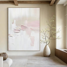 Load image into Gallery viewer, Soft Pink & White Textured Abstract Painting, Perfect for Feminine Nursery & Romantic Dressing Room LargeART1345