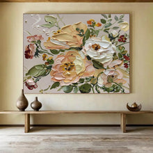 Load image into Gallery viewer, Impasto Flower “Soft Bloom Bouquet” Painting on Canvas, Romantic Floral Decor DKH824