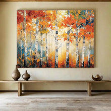 Load image into Gallery viewer, Autumn Birch “Golden Canopy” Painting on Canvas, Seasonal Landscape Decor DKH835