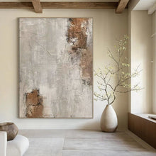 Load image into Gallery viewer, Hand - painted Oversized Gray - Brown Textured Abstract Acrylic Art for Rustic Living Rooms LargeART0105