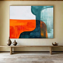 Load image into Gallery viewer, Orange - Blue Geometric Abstract Painting for Mid - Century Modern Living Room & Creative Studio DKH265