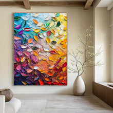 Load image into Gallery viewer, Rainbow - Colored Textured Petal Abstract Art, Ideal for Creative Studio & Playful Kids’ Room LargeART2071