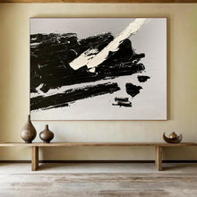 Load image into Gallery viewer, Black and White Textured Abstract Painting for Industrial Loft & Monochrome Study DKH284