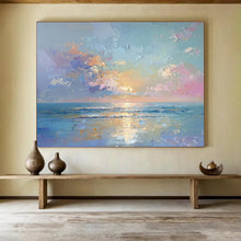 Load image into Gallery viewer, Vibrant Seaside Sunset Abstract Painting On Canvas DKH363
