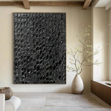 Load image into Gallery viewer, Black Textured Patterned Abstract - Ideal for Industrial - Style Loft & Music Room LargeART2361