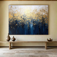 Load image into Gallery viewer, Hand - Painted Golden Forest Canopy Abstract Acrylic Art for Elegant Home Library LargeART1639