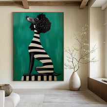 Load image into Gallery viewer, Green - Black - White Abstract Pet Portrait, Perfect for Playful Kids’ Room & Eclectic Living Room LargeART2049