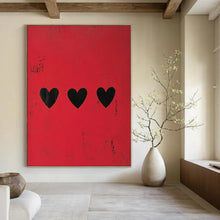 Load image into Gallery viewer, Red and Black Hearts Abstract Art for Romantic Bedroom & Trendy Gift Shop LargeART0950