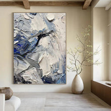 Load image into Gallery viewer, “Textured Blue and Grey Abstract Waves” - Blue, Grey, White Abstract Art on Canvas DKH1257
