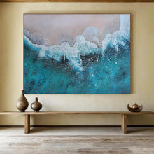 Load image into Gallery viewer, Textured Turquoise Sea and Sand Abstract acrylic painting DLZ040