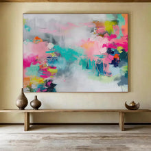 Load image into Gallery viewer, Hand - painted Pastel & Bright Abstract Fusion Acrylic Art for Trendy Teen Bedrooms LargeART1682