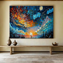 Load image into Gallery viewer, Night Sky “Colorful Cosmos” Painting on Canvas, Dynamic Celestial Art DKH878
