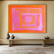 Load image into Gallery viewer, Orange - Pink Geometric Abstract Painting On Canvas DKH368