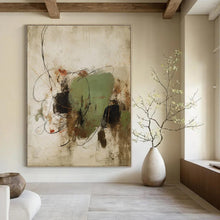 Load image into Gallery viewer, Green & Black Abstract Painting, Suited for Bohemian Living Room & Creative Workshop LargeART1462
