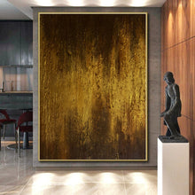 Load image into Gallery viewer, Hand - painted Oversized Rich Gold Abstract Texture Acrylic Art for Luxurious Lounges LargeART0032