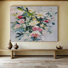 Load image into Gallery viewer, Textured Floral Bouquet Abstract Painting on Canvas - “Blossom Touch” DKH661