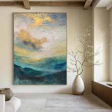 Load image into Gallery viewer, Golden - Sky Abstract Landscape Acrylic Art, Ideal for Living Room & Bedroom LargeART1004