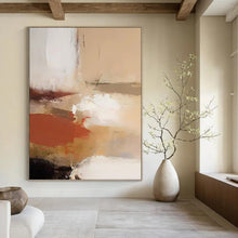 Load image into Gallery viewer, “Neutral Abstract Flow” - Beige, Brown, White, Red Abstract Art on Canvas DKH1245