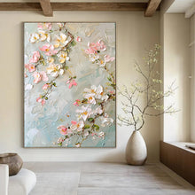 Load image into Gallery viewer, Pastel - Toned Textured Flower Abstract Painting, Ideal for Feminine Bedroom & Charming Breakfast Nook LargeART2067