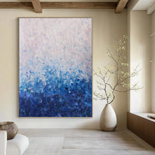Load image into Gallery viewer, “Gradient Blue Abstract Field” - Blue, White Ombre Art on Canvas DKH1350