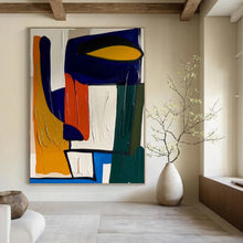 Load image into Gallery viewer, “Bold Color Block Composition” - Blue, Orange, Green Abstract Art on Canvas DKH1187