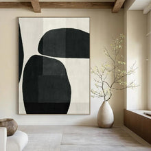 Load image into Gallery viewer, Black & White Rounded Abstract Painting, Ideal for Contemporary Living Room & Art - Themed Café LargeART1427