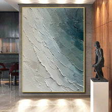 Load image into Gallery viewer, Hand - painted Large - scale Layered Blue - Gray Abstract Acrylic Art for Modern Hallways LargeART0084