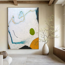 Load image into Gallery viewer, “Organic Shapes & Soft Hues” - White, Blue, Green, Orange Abstract Art on Canvas DKH1107