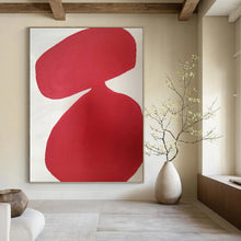 Load image into Gallery viewer, “Single Red Form” - Curved Red Abstract Shape Art, Abstract Painting on Canvas DKH1079