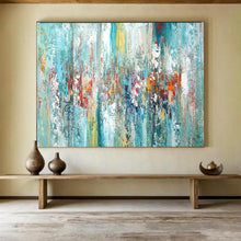 Load image into Gallery viewer, Blue & Colorful Abstract Streaks - Lively Living Room Art LargeART1515