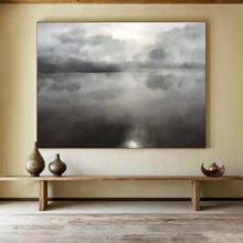 Load image into Gallery viewer, Monochromatic Misty Lake Reflection Abstract acrylic painting DLZ124