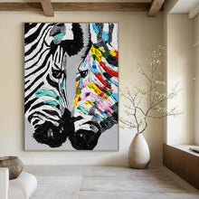 Load image into Gallery viewer, “Colorful Zebra Abstract” - Pop Art - Inspired Art on Canvas DKH1545