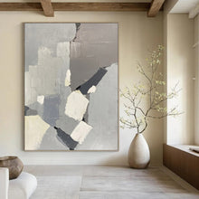 Load image into Gallery viewer, “Grey - Toned Geometric Abstract” - Minimalist Abstract Art on Canvas DKH1586