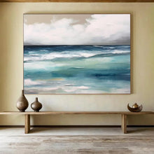 Load image into Gallery viewer, Hand - Painted Textured Coastal Seascape Acrylic Art for Beach House Living Room LargeART1641