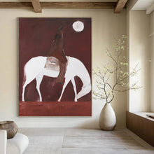 Load image into Gallery viewer, “Rider on White Horse” - Brown, White, and Red Figurative Art on Canvas DKH1425