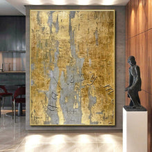 Load image into Gallery viewer, Gold - Gray Textured “Gallery” Art for High - End Art Gallery & Sophisticated Office LargeART0888